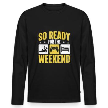 So ready for the weekend - beer - Men's Premium Organic Long Sleeve Shirt - black - Front - Nico (187cm)