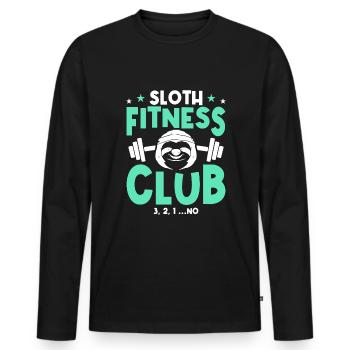 Sloth Fitness Club 3, 2, 1 ... NON - T-shirt manches longues Premium bio Homme - noir - Devant - Nico (187cm)