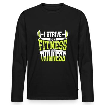 Je m’efforce de me remettre en forme, pas de mincir - T-shirt manches longues Premium bio Homme - noir - Devant - Nico (187cm)