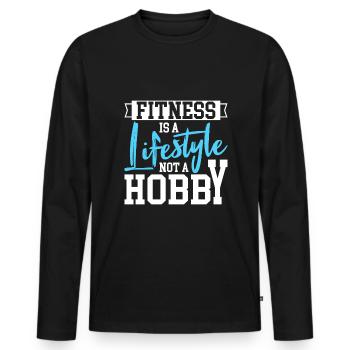 Fitness is a lifestyle, not a hobby - Men's Premium Organic Long Sleeve Shirt - black - Front - Nico (187cm)