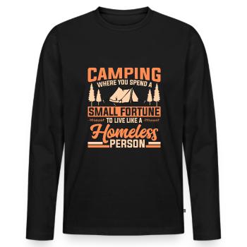 Camping où vous avez une petite fortune pour vivre - T-shirt manches longues Premium bio Homme - noir - Devant - Nico (187cm)