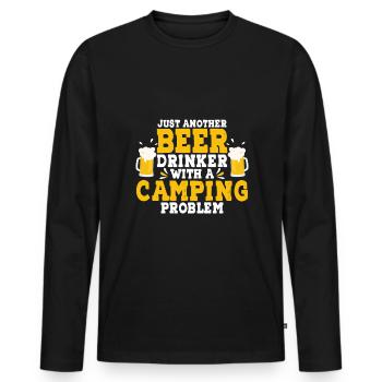 Just another beer drinker with camping problems - Men's Premium Organic Long Sleeve Shirt - black - Front - Nico (187cm)