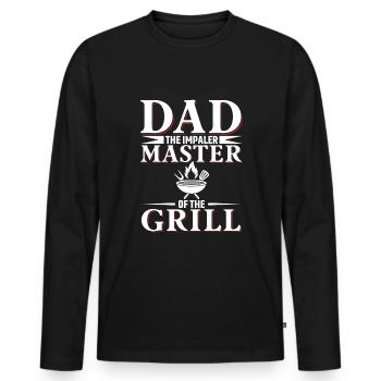 Papa Der Impaler - Meister Des Grills - Männer Premium Bio Langarmshirt - Schwarz - Vorne - Nico (187cm)