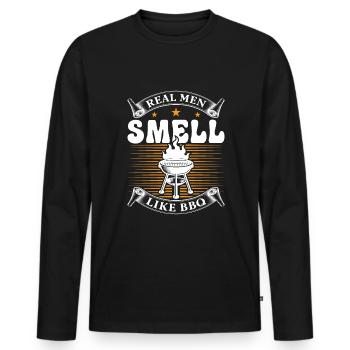Echte Männer Riechen Nach Bbq - Männer Premium Bio Langarmshirt - Schwarz - Vorne - Nico (187cm)