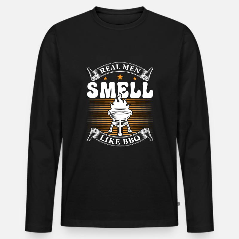 Echte Männer Riechen Nach Bbq - Männer Premium Bio Langarmshirt - Schwarz