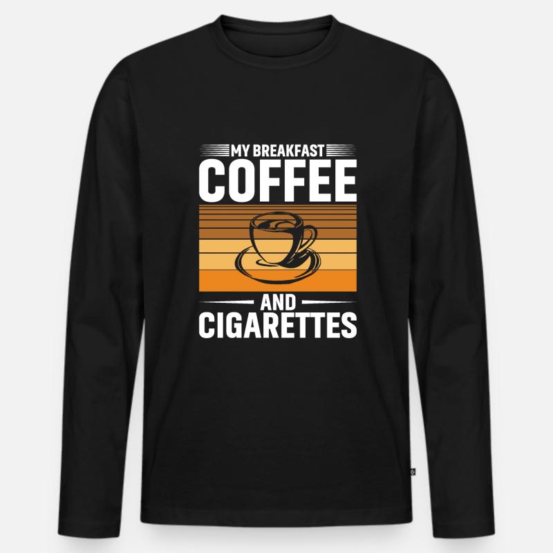 Mein Frühstück: Kaffee Und Zigaretten - Männer Premium Bio Langarmshirt - Schwarz