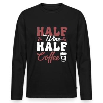 Halb Wein Halb Kaffee - Männer Premium Bio Langarmshirt - Schwarz - Vorne - Nico (187cm)