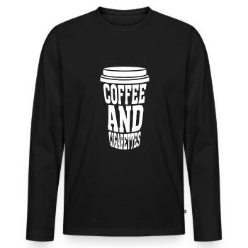 Kaffee Und Zigaretten - Männer Premium Bio Langarmshirt - Schwarz - Vorne - Nico (187cm)