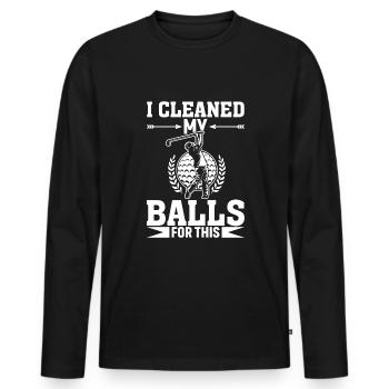 J’ai nettoyé mes couilles pour ça - T-shirt manches longues Premium bio Homme - noir - Devant - Nico (187cm)