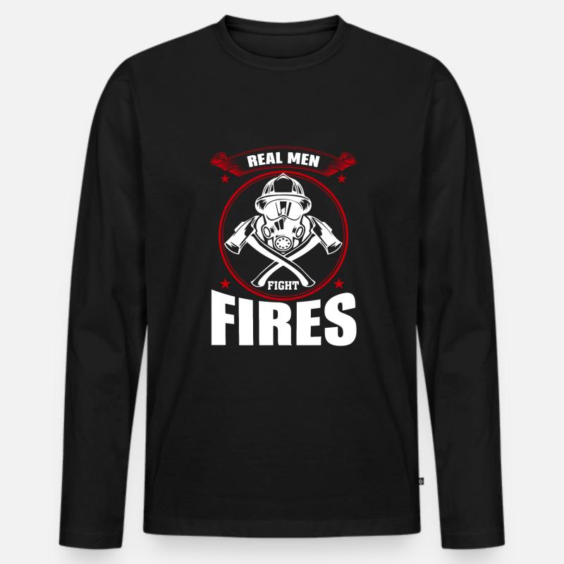 Echte Männer Bekämpfen Brände - Männer Premium Bio Langarmshirt - Schwarz