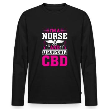 I'm a nurse and I support cbd - Men's Premium Organic Long Sleeve Shirt - black - Front - Nico (187cm)