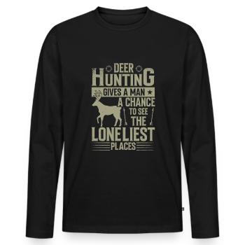 Die Hirschjagd Gibt Einem Mann Die Möglichkeit - Männer Premium Bio Langarmshirt - Schwarz - Vorne - Nico (187cm)