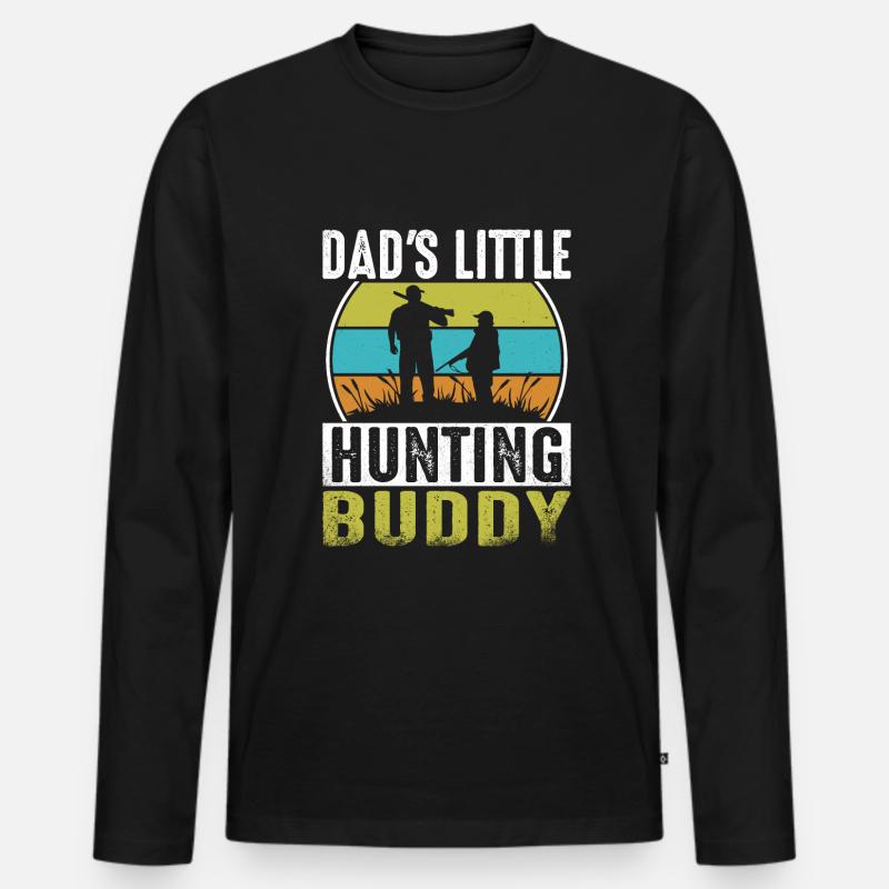 Papas Kleiner Jagdkumpel - Männer Premium Bio Langarmshirt - Schwarz