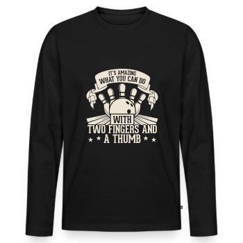 It's amazing what you can do with two fingers - Men's Premium Organic Long Sleeve Shirt - black - Front - Nico (187cm)