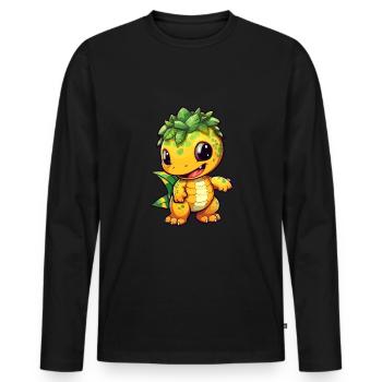 Ananas-Dinosaurier-Geschenkidee Tropischer Urlaub - Männer Premium Bio Langarmshirt - Schwarz - Vorne - Nico (187cm)
