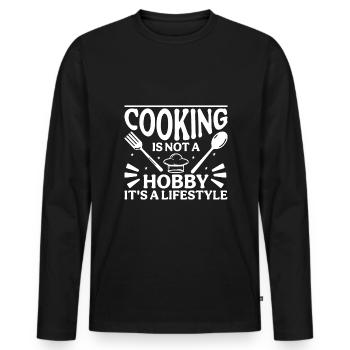 Cooking is not a hobby, but a lifestyle - Men's Premium Organic Long Sleeve Shirt - black - Front - Nico (187cm)