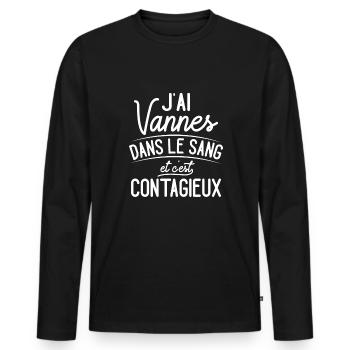 Vannes Dans Le Sang Cadeau Vannetais - T-shirt manches longues Premium bio Homme - noir - Devant - Nico (187cm)