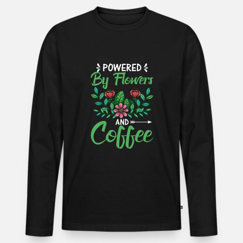 Powered by Blumen Und Kaffee - Männer Premium Bio Langarmshirt - Schwarz