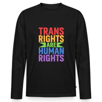 Les droits des personnes trans sont des droits humains - T-shirt manches longues Premium bio Homme - noir - Devant - Nico (187cm)
