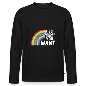 Embrassez qui vous voulez - T-shirt manches longues Premium bio Homme - noir - Devant - Nico (187cm)