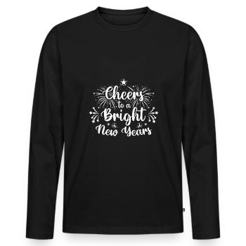 Vive une nouvelle année radieuse - T-shirt manches longues Premium bio Homme - noir - Devant - Nico (187cm)