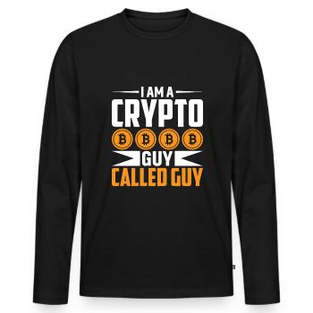Ich bin ein Krypto-Typ Namens Guy - Männer Premium Bio Langarmshirt - Schwarz - Vorne - Nico (187cm)