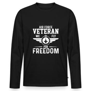 Vétéran de l’armée de l’air, nous volons pour la liberté - T-shirt manches longues Premium bio Homme - noir - Devant - Nico (187cm)