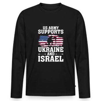 U.S. Army Supports Ukraine and Israel - Men's Premium Organic Long Sleeve Shirt - black - Front - Nico (187cm)