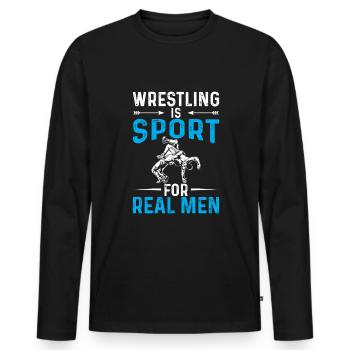 Wrestling is a sport for real men - Men's Premium Organic Long Sleeve Shirt - black - Front - Nico (187cm)