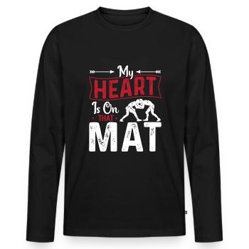 My heart is on this mat - Men's Premium Organic Long Sleeve Shirt - black - Front - Nico (187cm)