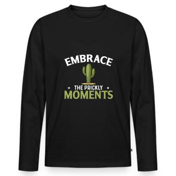 Embrace the delicate moments - Men's Premium Organic Long Sleeve Shirt - black - Front - Nico (187cm)