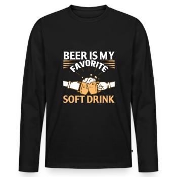 La bière est ma boisson gazeuse préférée - T-shirt manches longues Premium bio Homme - noir - Devant - Nico (187cm)