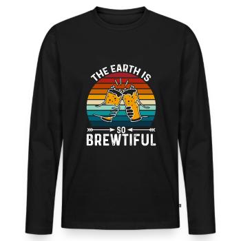 Die Erde Ist So Schön Gebraut - Männer Premium Bio Langarmshirt - Schwarz - Vorne - Nico (187cm)