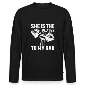 Sie Ist Die Platte Zu Meinen Barren - Männer Premium Bio Langarmshirt - Schwarz - Vorne - Nico (187cm)