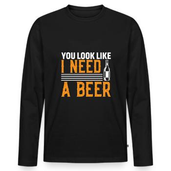 You look like I need a beer - Men's Premium Organic Long Sleeve Shirt - black - Front - Nico (187cm)