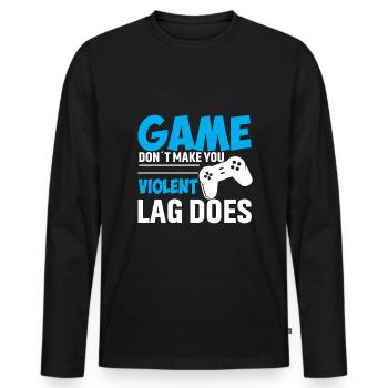 Le jeu ne vous rend pas violent The Lag - T-shirt manches longues Premium bio Homme - noir - Devant - Nico (187cm)
