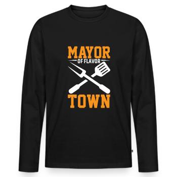 Mayor of Flavor Town - Men's Premium Organic Long Sleeve Shirt - black - Front - Nico (187cm)
