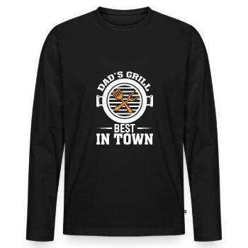 Dad's Grill The Best In Town - Men's Premium Organic Long Sleeve Shirt - black - Front - Nico (187cm)
