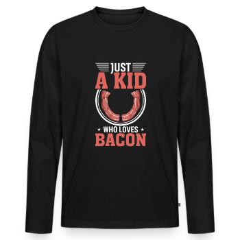 Nur Ein Kind, Das Speck Liebt - Männer Premium Bio Langarmshirt - Schwarz - Vorne - Nico (187cm)