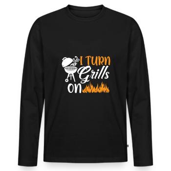 Ich Schalte Grills Ein - Männer Premium Bio Langarmshirt - Schwarz - Vorne - Nico (187cm)
