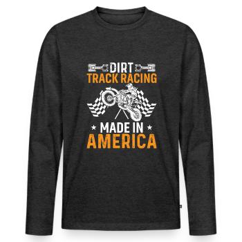 Course sur piste de terre battue Made In America - T-shirt manches longues Premium bio Homme - anthracite chiné - Devant - Nico (187cm)