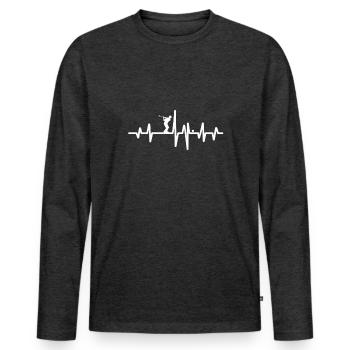Golfer Humor Gift Golf Heart Rate - Men's Premium Organic Long Sleeve Shirt - heather anthracite - Front - Nico (187cm)