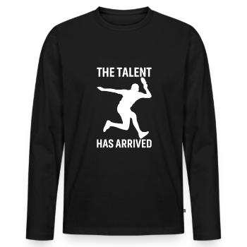Das Talent Ist Eingetroffen - Männer Premium Bio Langarmshirt - Schwarz - Vorne - Nico (187cm)