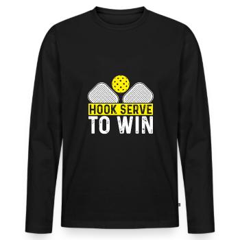 Hook serve to win - Men's Premium Organic Long Sleeve Shirt - black - Front - Nico (187cm)