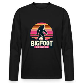 Randonnée d’expédition Bigfoot | Chasseur de sasquatch - T-shirt manches longues Premium bio Homme - noir - Devant - Nico (187cm)