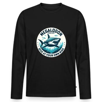 Megalodon Territory Alert | Ocean Shark Diving - Men's Premium Organic Long Sleeve Shirt - black - Front - Nico (187cm)