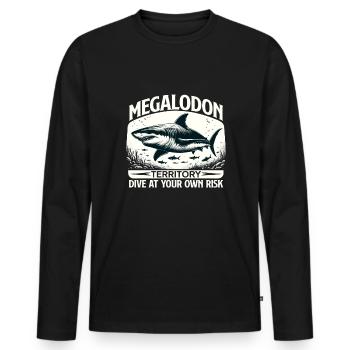 Megalodon Territory Alert | Ocean Shark Diving - Men's Premium Organic Long Sleeve Shirt - black - Front - Nico (187cm)