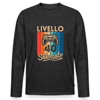 40th Birthday Gamer – Level 40 Unlocked - Men's Premium Organic Long Sleeve Shirt - heather anthracite - Front - Nico (187cm)