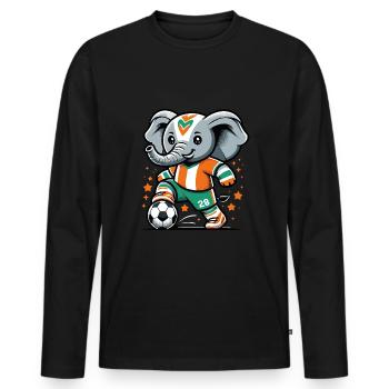 Elfenbeinküste Ivorischer Elefant Fußball Trikot - Männer Premium Bio Langarmshirt - Schwarz - Vorne - Nico (187cm)