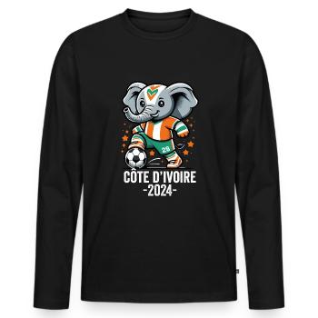 Elfenbeinküste 2024 Ivorischer Elefant Fußball Trikot - Männer Premium Bio Langarmshirt - Schwarz - Vorne - Nico (187cm)